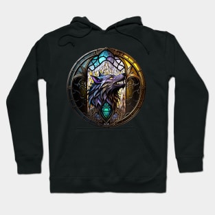 School of the Wolf stained glass window Hoodie